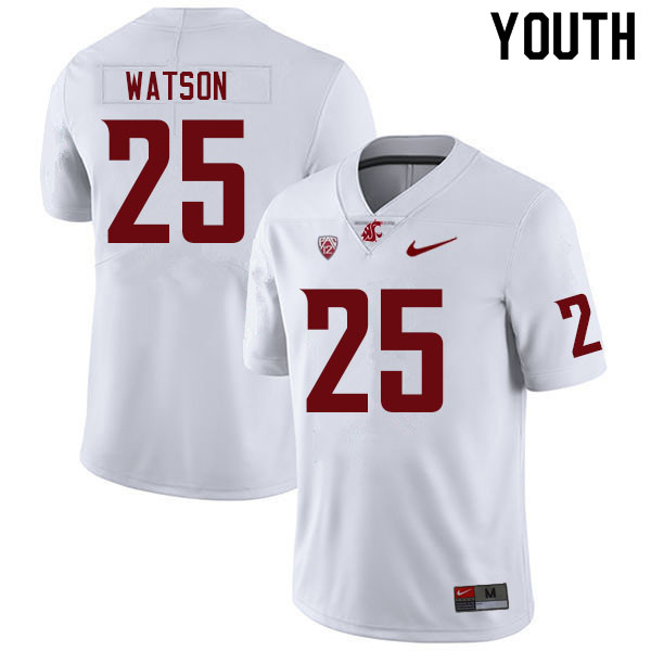 Youth #25 Nakia Watson Washington State Cougars College Football Jerseys Sale-White